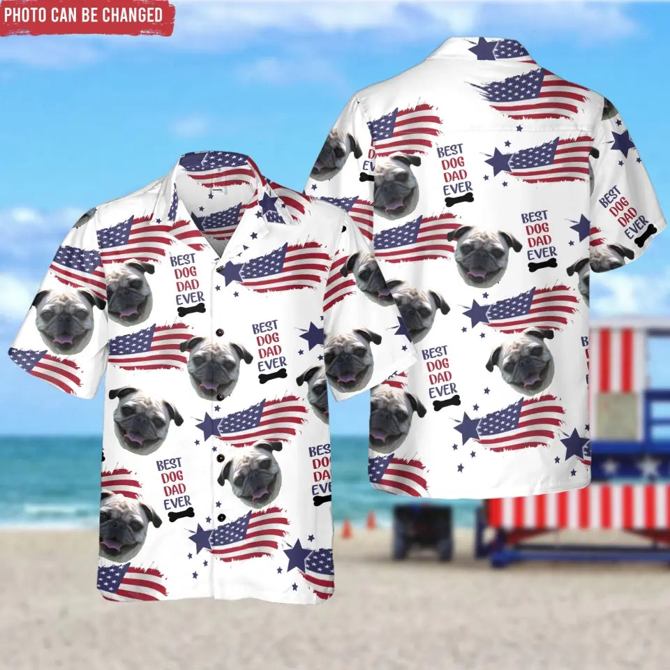 Best Dog Dad Ever - Personalized Hawaiian Shirt, Gift For Dog Dad, 4th July Hawaiian Shirt - CF-HS16