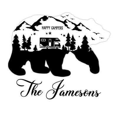 Wild Bear And Mountain - Personalized Decal, Gift For Camping Lovers, Camping Decor - CF-PCD127
