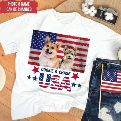 4th Of July American Dog Patriotic United States - Personalized T-Shirt, Gift For Dog Lovers, Dog 4th July T-Shirt - CF-TS1238