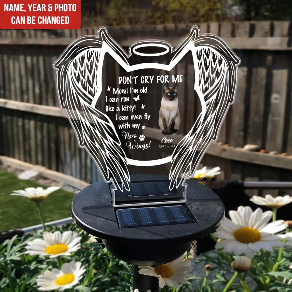 I Can Even Fly With My New Wings - Personalized Solar Light, Solar Light Gift For Cat Lover - SL144