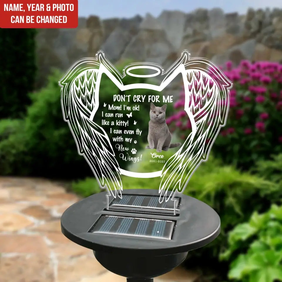 I Can Even Fly With My New Wings - Personalized Solar Light, Solar Light Gift For Cat Lover - SL144