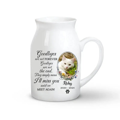 I'll Miss You Until We Meet Again - Personalized Flower Vase, Memorial Gift For Cat Lover - CF-FLV04