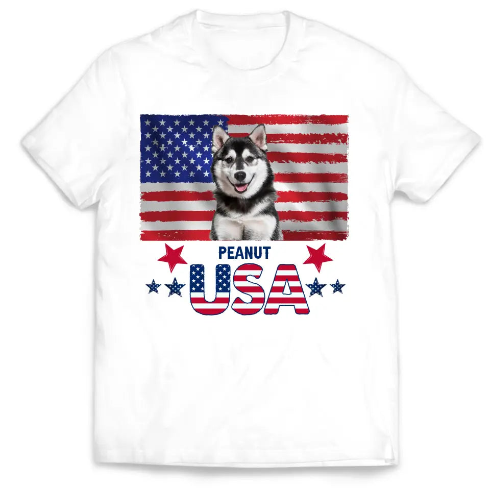 4th Of July American Dog Patriotic United States - Personalized T-Shirt, Gift For Dog Lovers, Dog 4th July T-Shirt - CF-TS1238