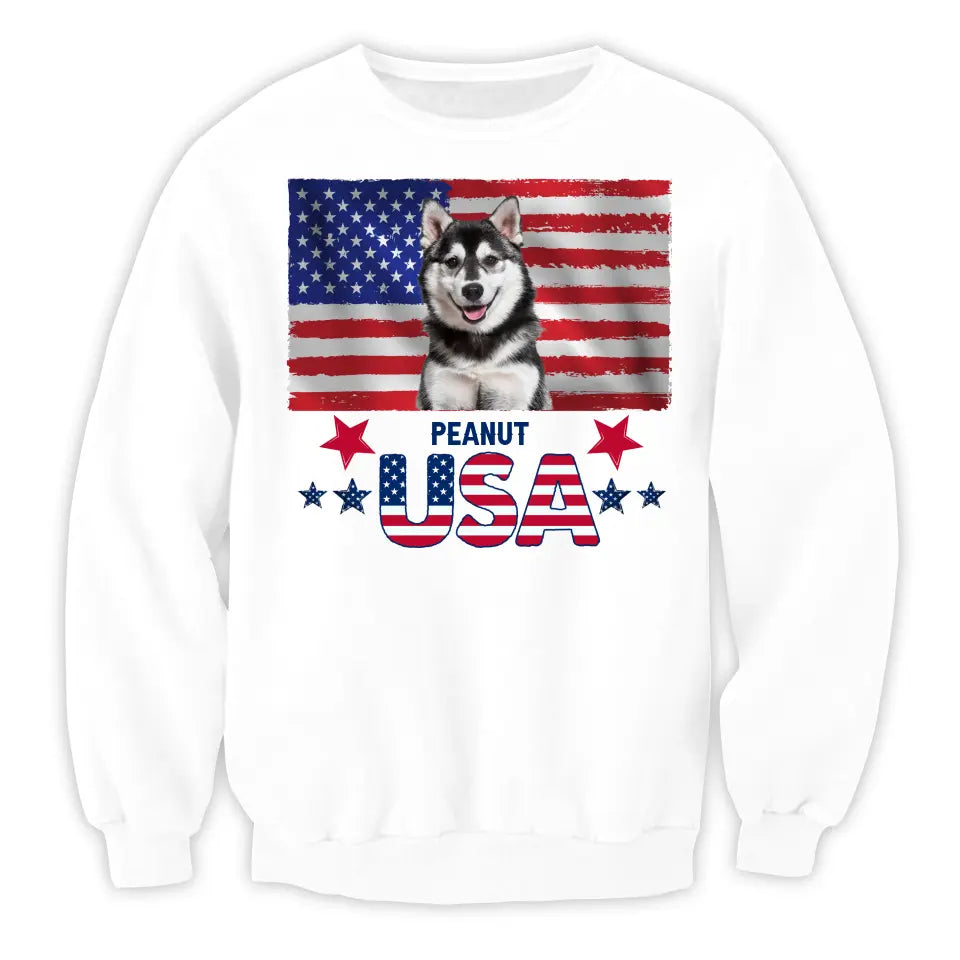 4th Of July American Dog Patriotic United States - Personalized T-Shirt, Gift For Dog Lovers, Dog 4th July T-Shirt - CF-TS1238