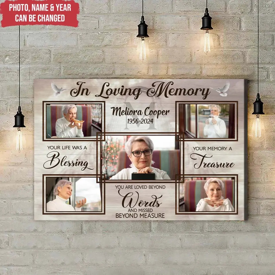 In Loving Memory You Life Was A Blessing - Personalized Canvas, Memorial Gift - CF-CA121