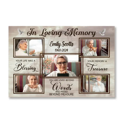 In Loving Memory You Life Was A Blessing - Personalized Canvas, Memorial Gift - CF-CA121