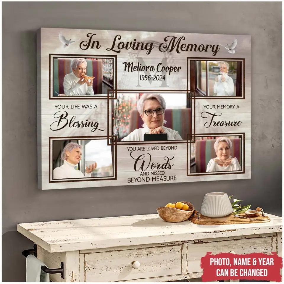 In Loving Memory You Life Was A Blessing - Personalized Canvas, Memorial Gift - CF-CA121
