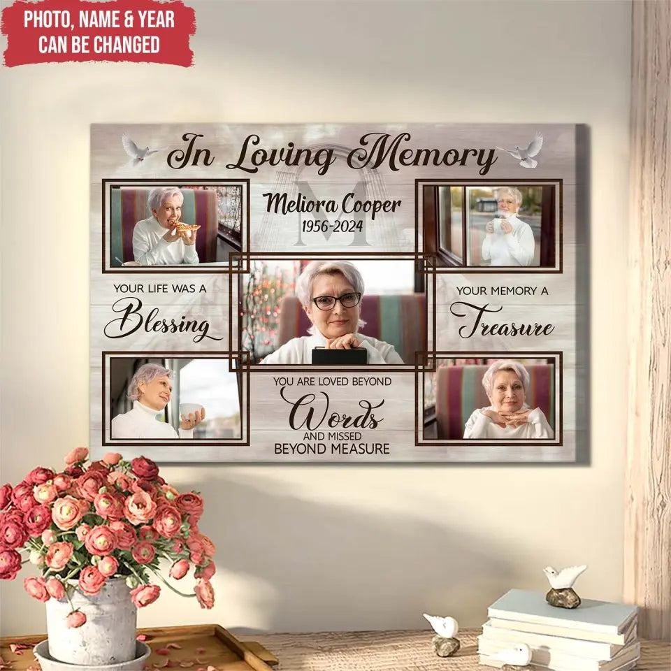 In Loving Memory You Life Was A Blessing - Personalized Canvas, Memorial Gift - CF-CA121
