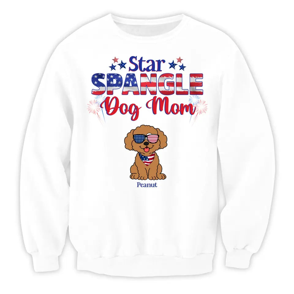 Star Spangled Dog Mom - Personalized T-Shirt, Gift For Dog Mom, Dog Dad - CF-TS1240
