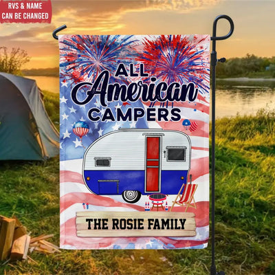 All American Campers - Personalized Garden Flag, Gift For Camping Lovers, Independence Day - CF-GF191