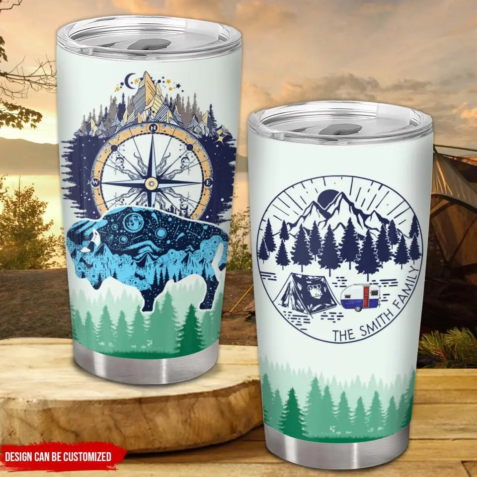 Bear Compass Camping RVs - Personalized Tumbler, Gift For Camping Lovers, Camping Gift - CF-TL93