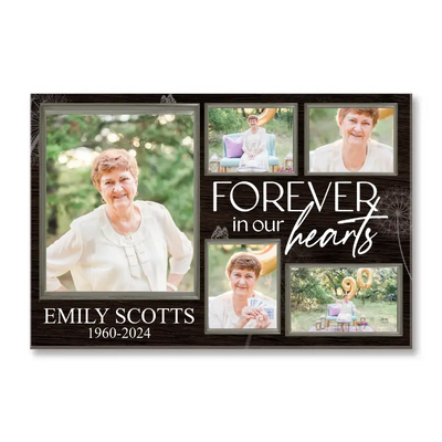 Forever In Our Hearts - Personalized Canvas, Memorial Gift - CA122