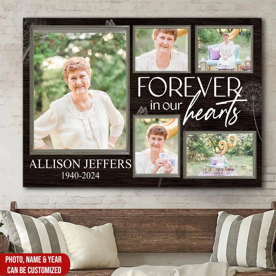 Forever In Our Hearts - Personalized Canvas, Memorial Gift - CA122
