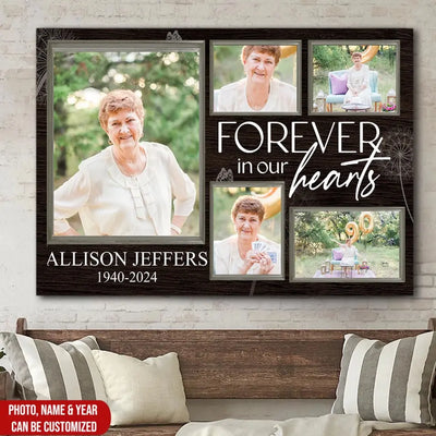 Forever In Our Hearts - Personalized Canvas, Memorial Gift - CA122