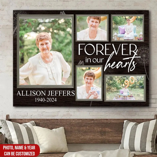 Forever In Our Hearts - Personalized Canvas, Memorial Gift - CA122