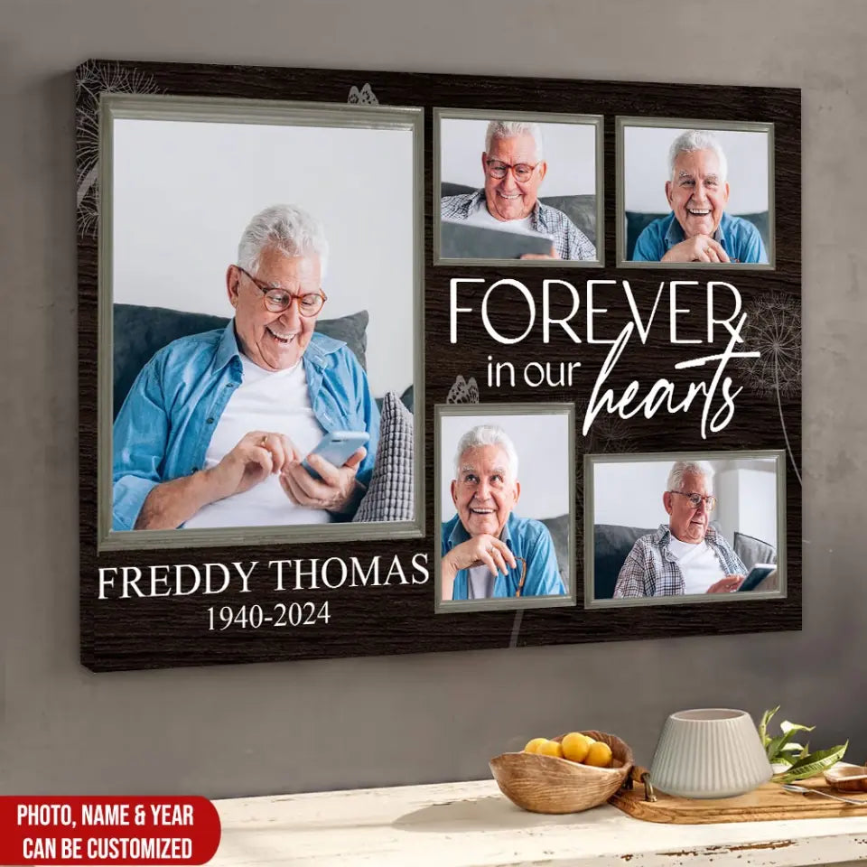 Forever In Our Hearts - Personalized Canvas, Memorial Gift - CA122