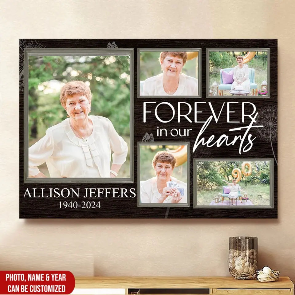 Forever In Our Hearts - Personalized Canvas, Memorial Gift - CA122