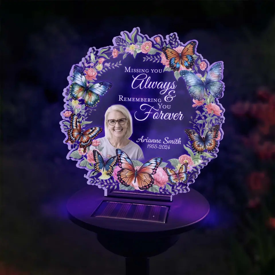 Missing You Always & Remembering You Forever - Personalized Solar Light, Memorial Gift - CF-SL165