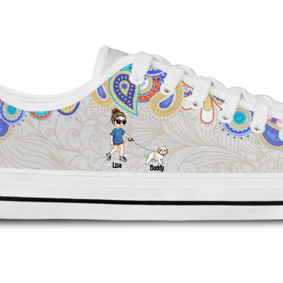 Never Walk Alone - Personalized Canvas Shoes, Gift For Dog Lovers