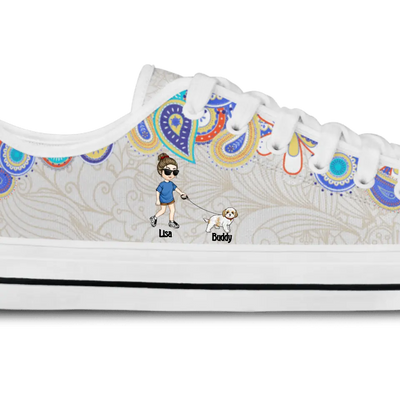Never Walk Alone - Personalized Canvas Shoes, Gift For Dog Lovers