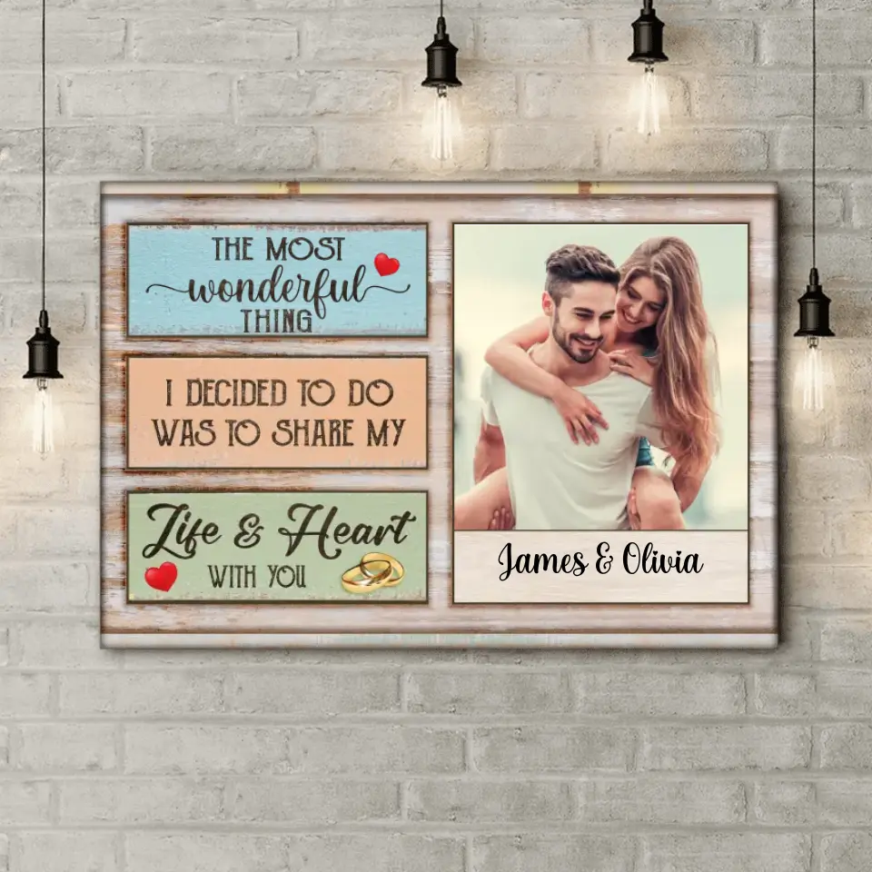 The Most Wonderful Thing/ The Wisest Thing- Personalized Canvas, Gift For Couple, Gift For Husband, Gift For Wife