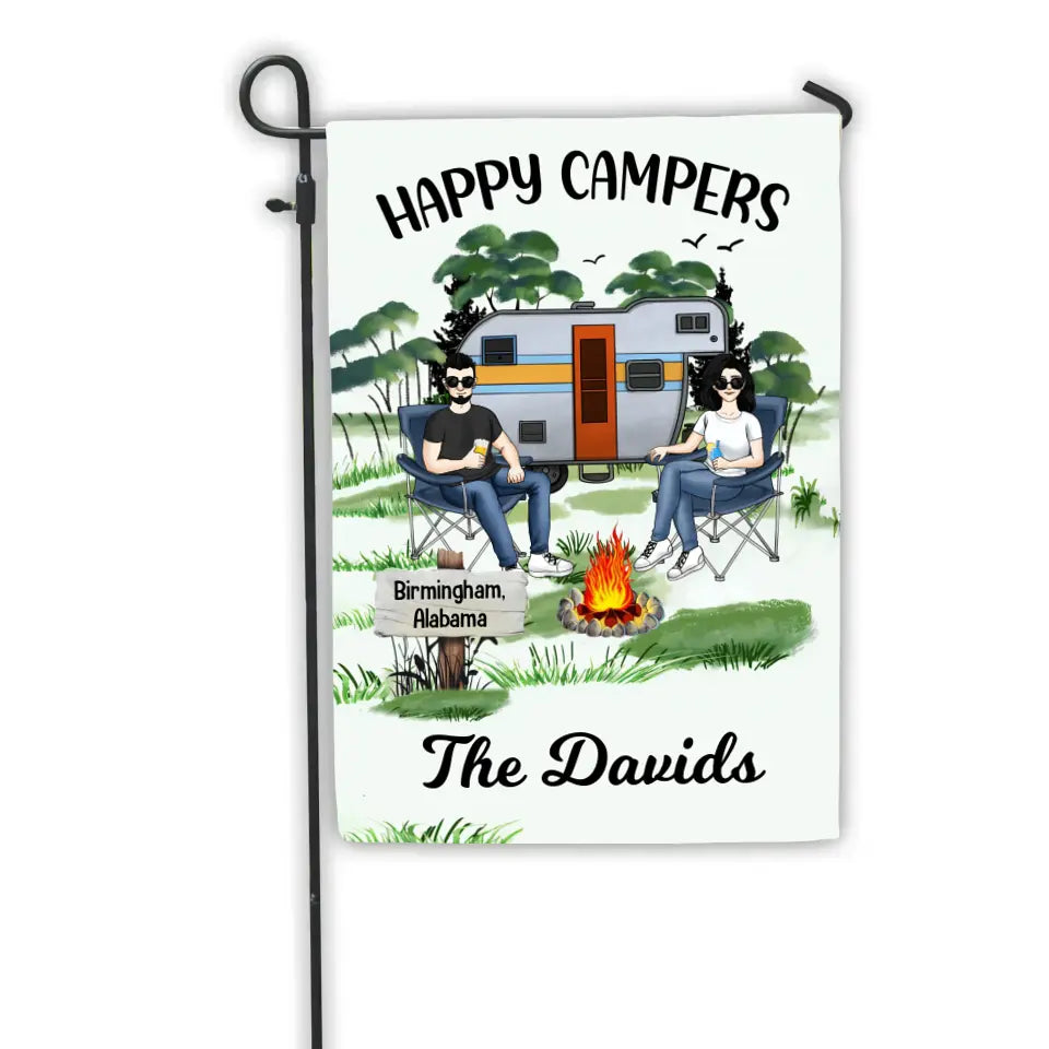 Happy Campers - Personalized Garden Flag, Gift For Camping Lovers - GF151
