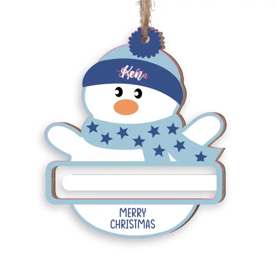 Christmas Snowman Money Holder Merry Christmas - Personalized Wooden Ornament, Money Holder, Christmas Gift - ORN277
