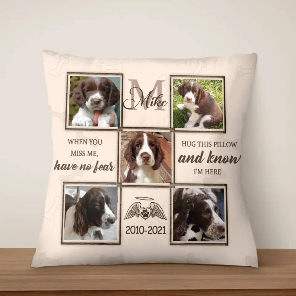 Hug This Pillow And Know I'm Here - Personalized Dog Memorial Pillow, Insert Included