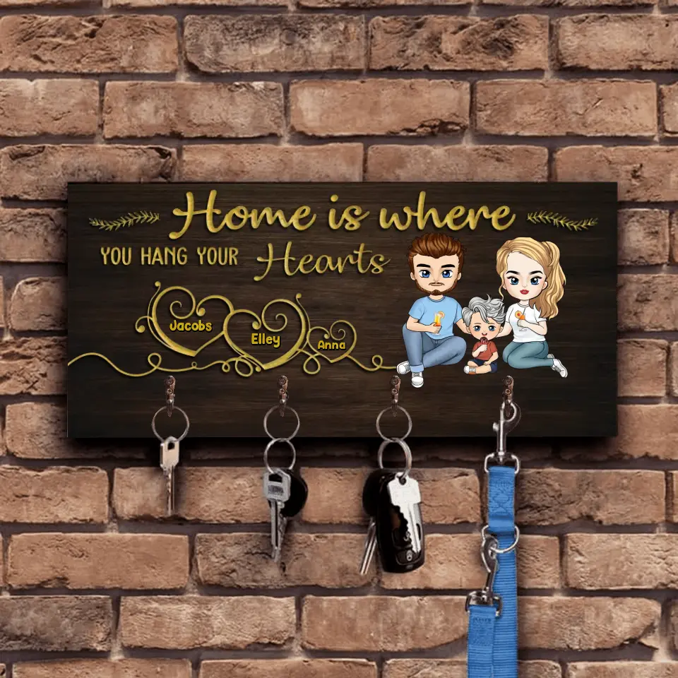 Home is Where You Hang Your Heart - Personalized Key Hanger