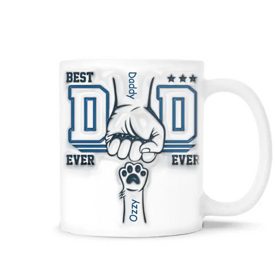 Best Dad Ever Happiness Is A Warm Puppy - Personalized 3D Inflated Effect Printed Mug, Gift For Dog Dad, Dog Lovers - M106