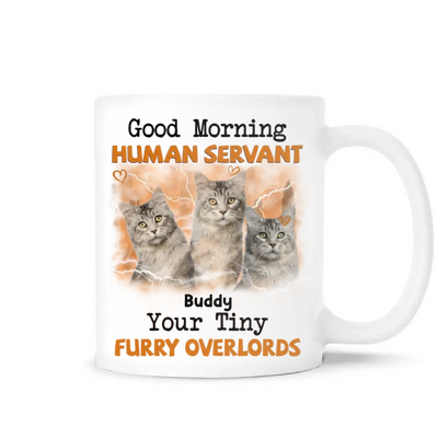 Good Morning Human Servant Your Tiny Furry Overlords - Personalized Mug, Gift For Cat Lover - M117