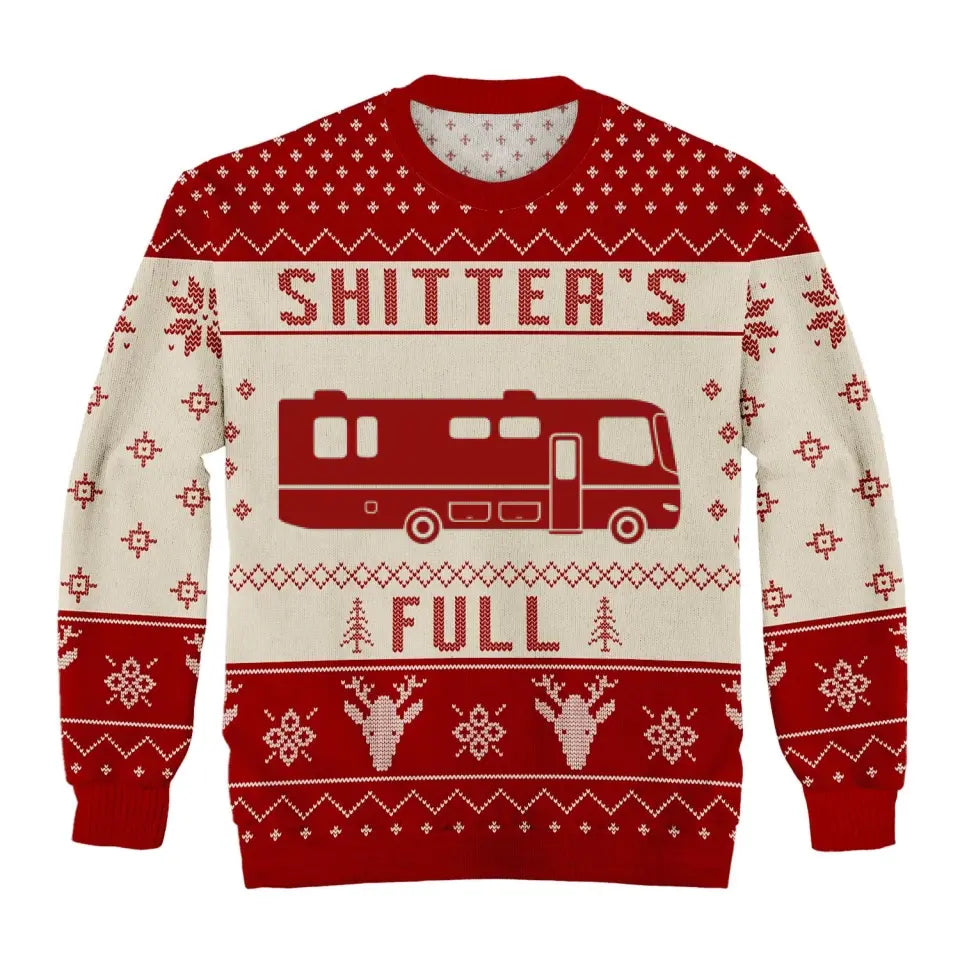 Christmas Vacation Shitter's Full Ugly Christmas Sweater - Personalized Wool Sweater, Gift For Camper, All-Over-Print Sweatshirt