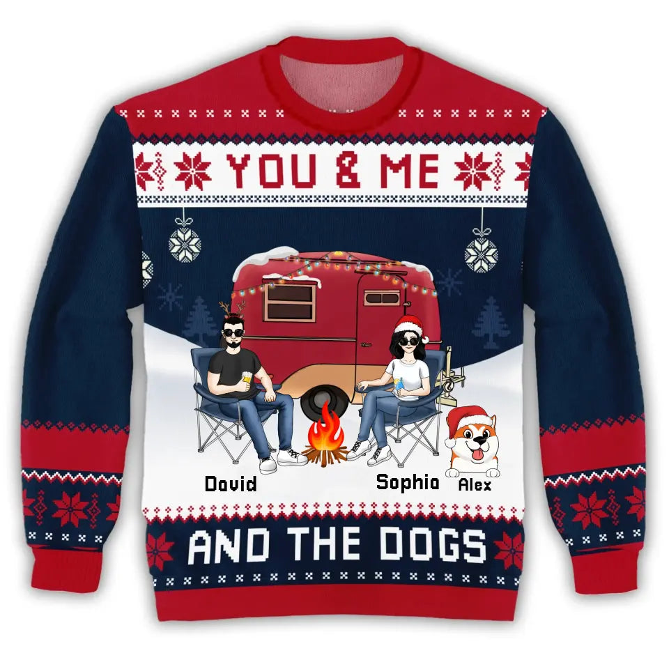 You & Me And The Dog - Personalized Wool Sweater, Gift For Couple And Pet