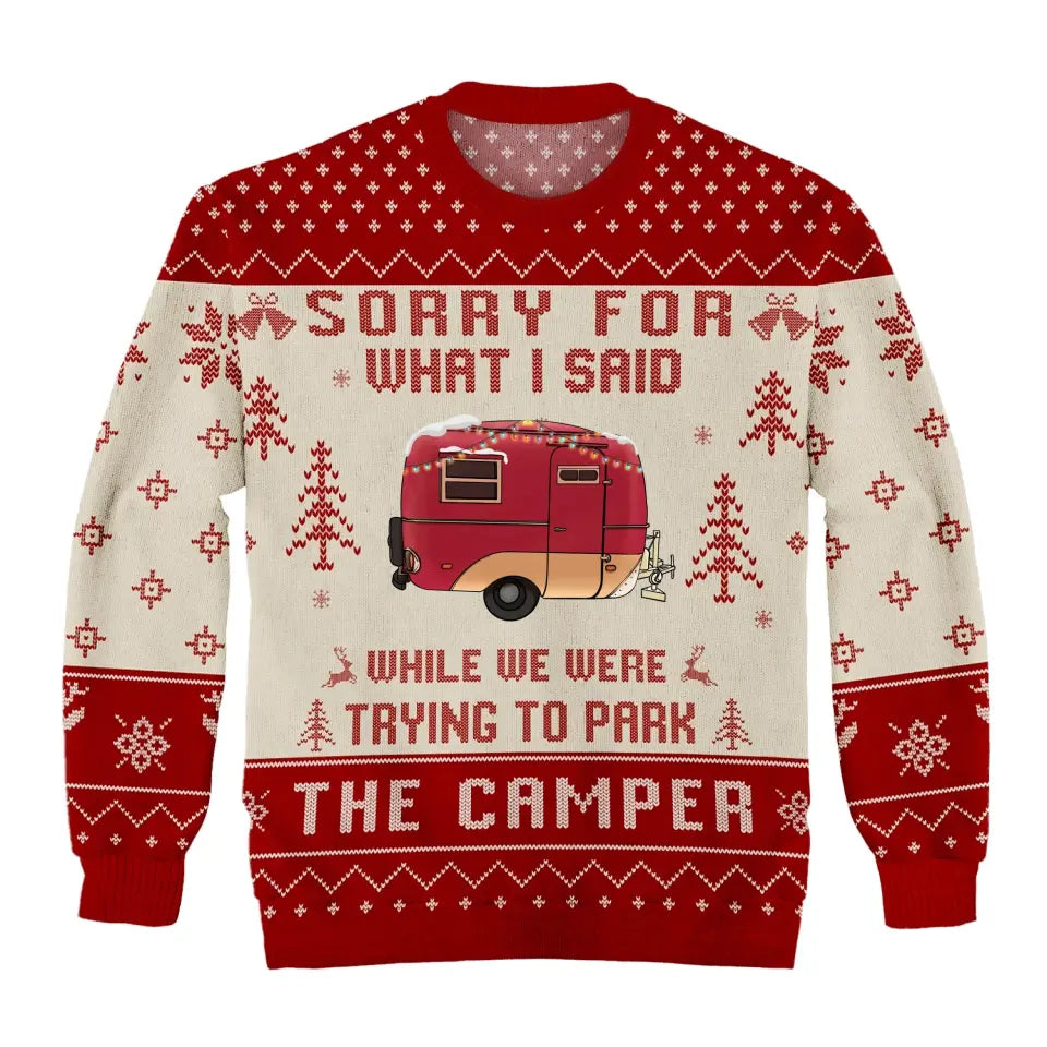 Sorry For What I Said - Personalized Wool Sweater, Christmas Gift For Camping Lovers