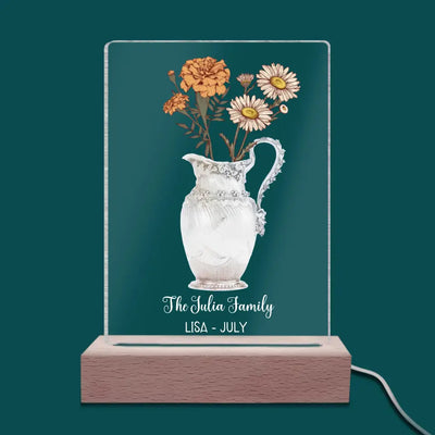 Custom Birth Flower, Moms Garden - Personalized Acrylic Night Light, Gift For Family - L122