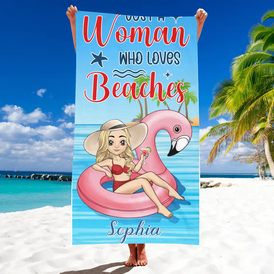 Just A Women Who Love Beaches - Personalized Beach Towel