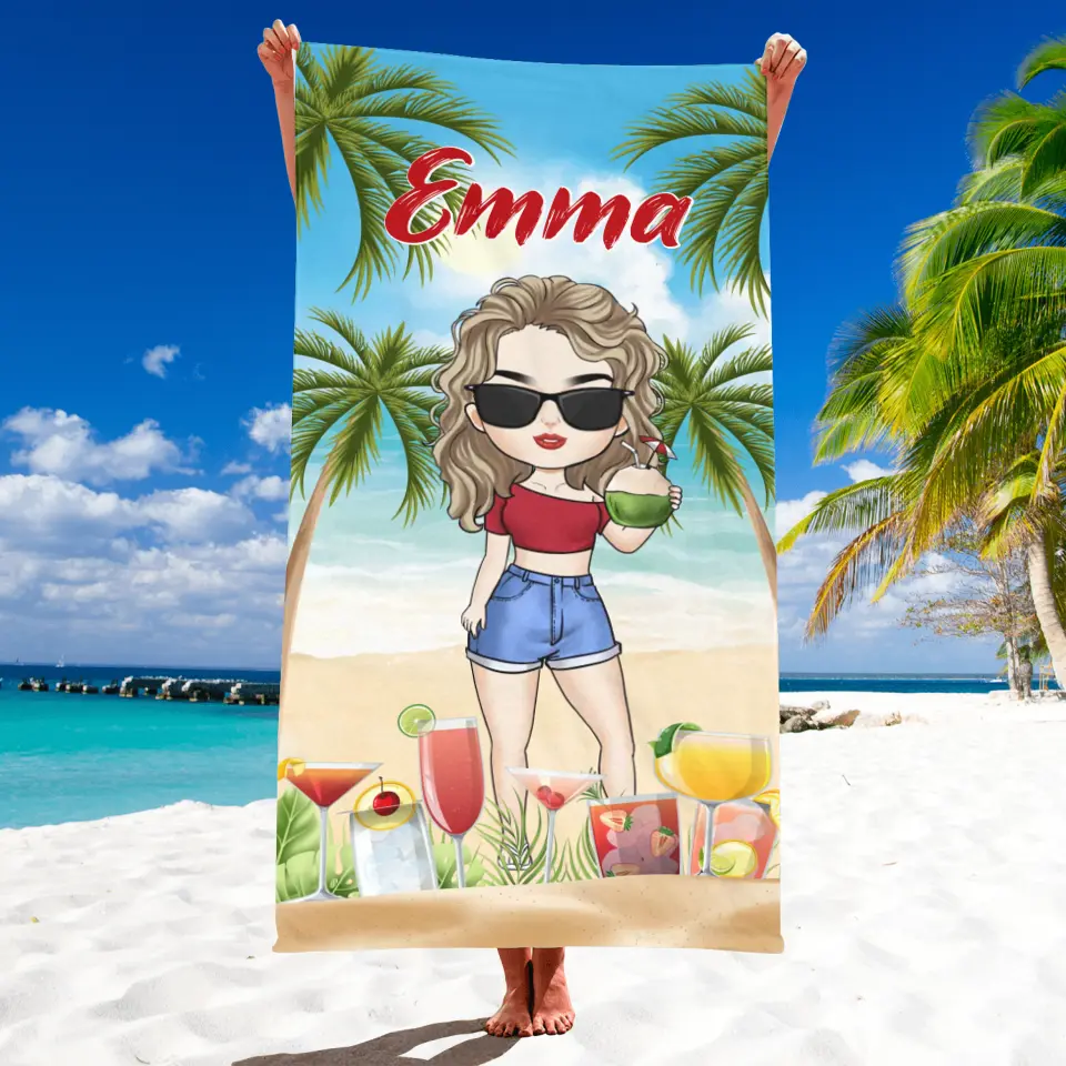 Beach Cocktail Party - Personalized Beach Towel, Summer Gift