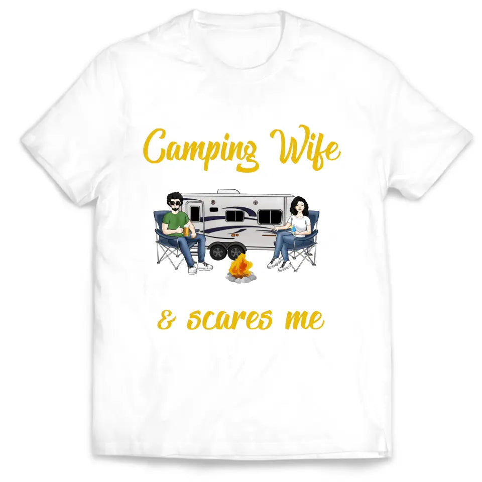 I Have The Best Camping Wife But She Is A Bit Crazy - Personalized Camping Shirt - Camping Life - Husband Wife Shirt