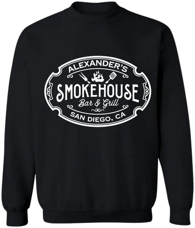 Custom Smokehouse Bar & Grill - Personalized T-Shirt, Funny Grilling Gift, Smoker Shirt - TS1066