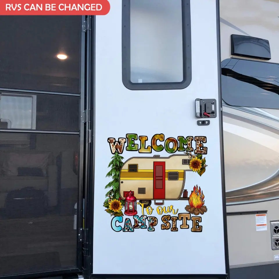 Welcome To Our Campsite - Personalized Decal, Camping Gift, Gift for Campers - CF-PCD130