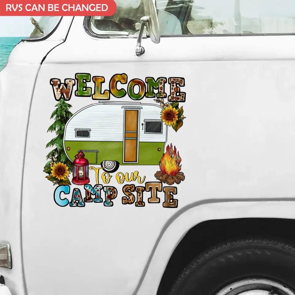 Welcome To Our Campsite - Personalized Decal, Camping Gift, Gift for Campers - CF-PCD130