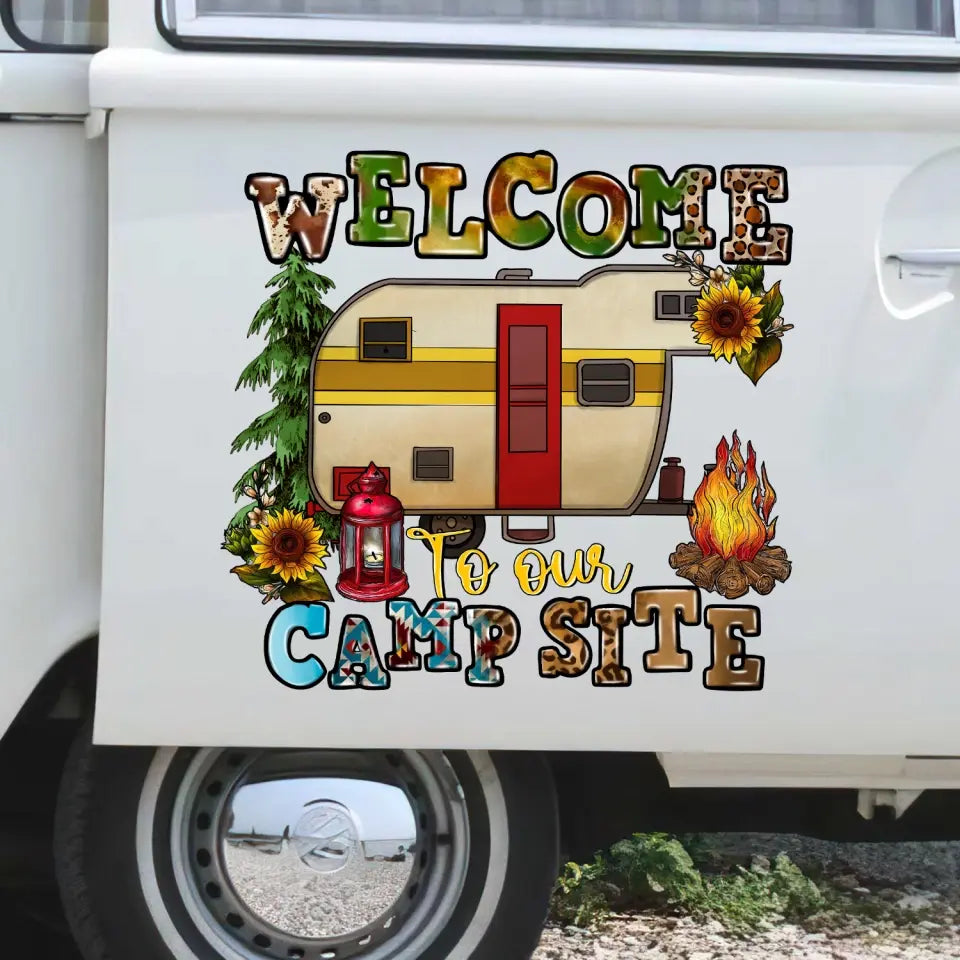 Welcome To Our Campsite - Personalized Decal, Camping Gift, Gift for Campers - CF-PCD130