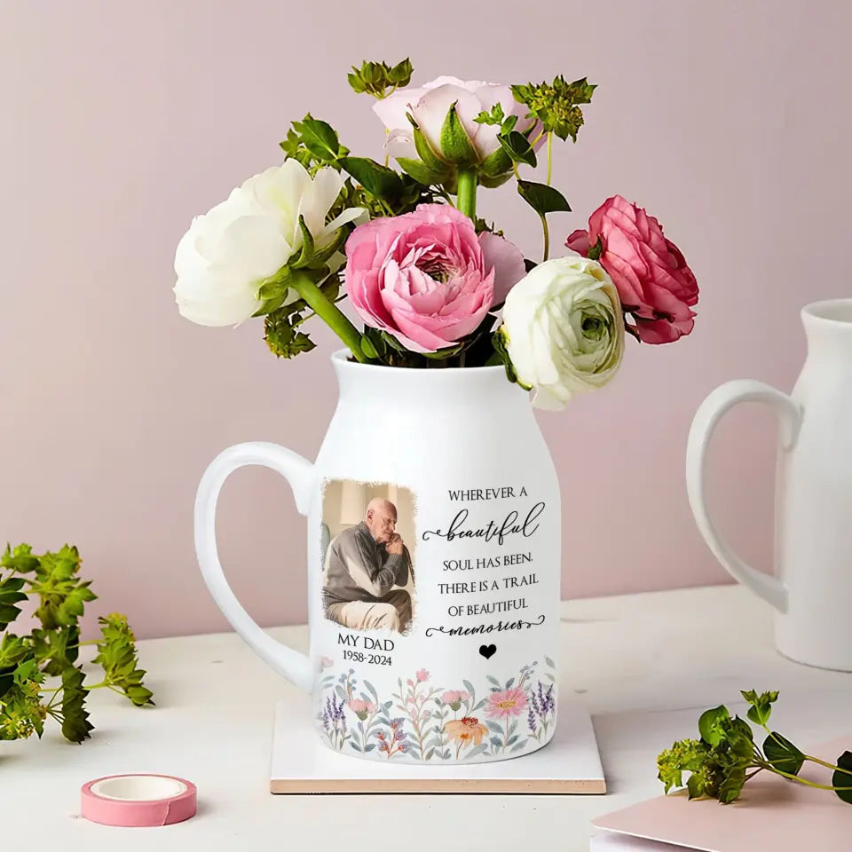 There Is A Trail Of Beautiful Memories - Personalized Flower Vase - CF-FLV05