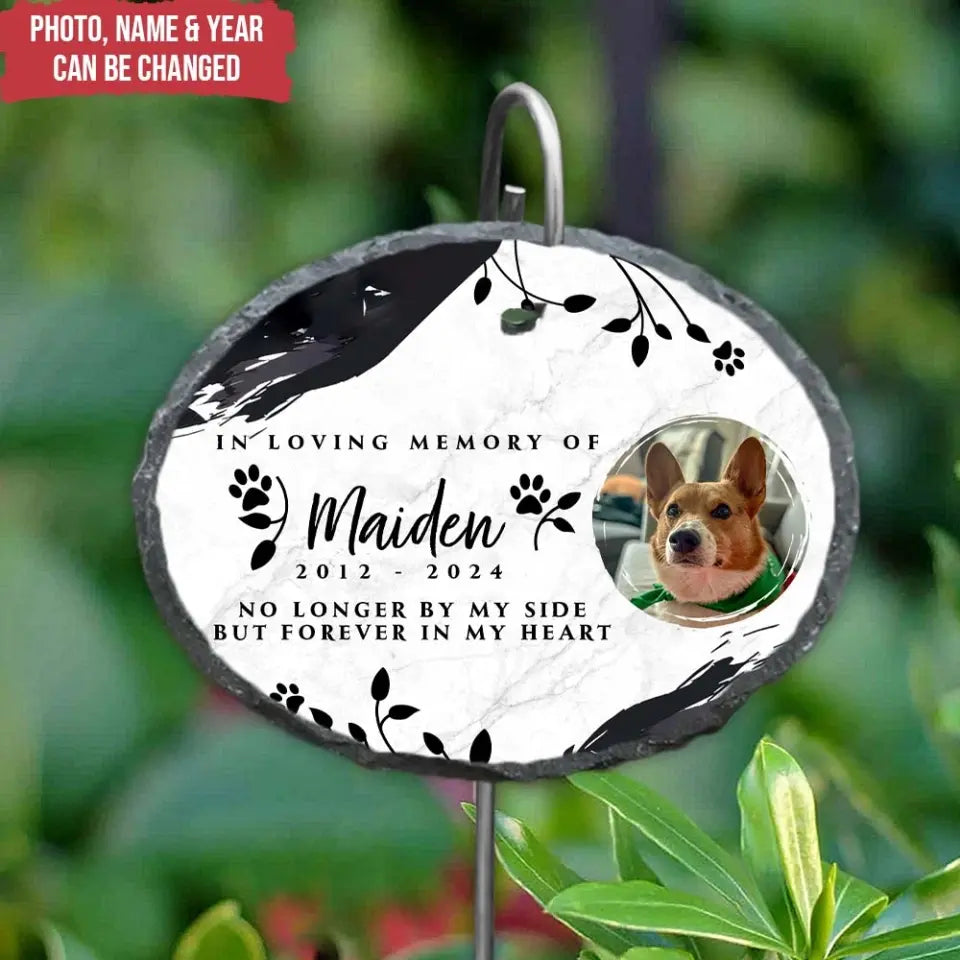 No Longer By My Side But Forever In Our Heart - Personalized Slate, Memorial Gift - CF-GS95