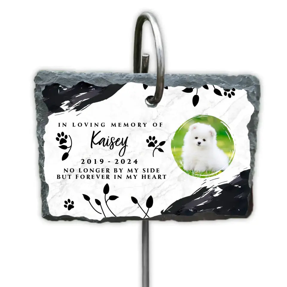 No Longer By My Side But Forever In Our Heart - Personalized Slate, Memorial Gift - CF-GS95