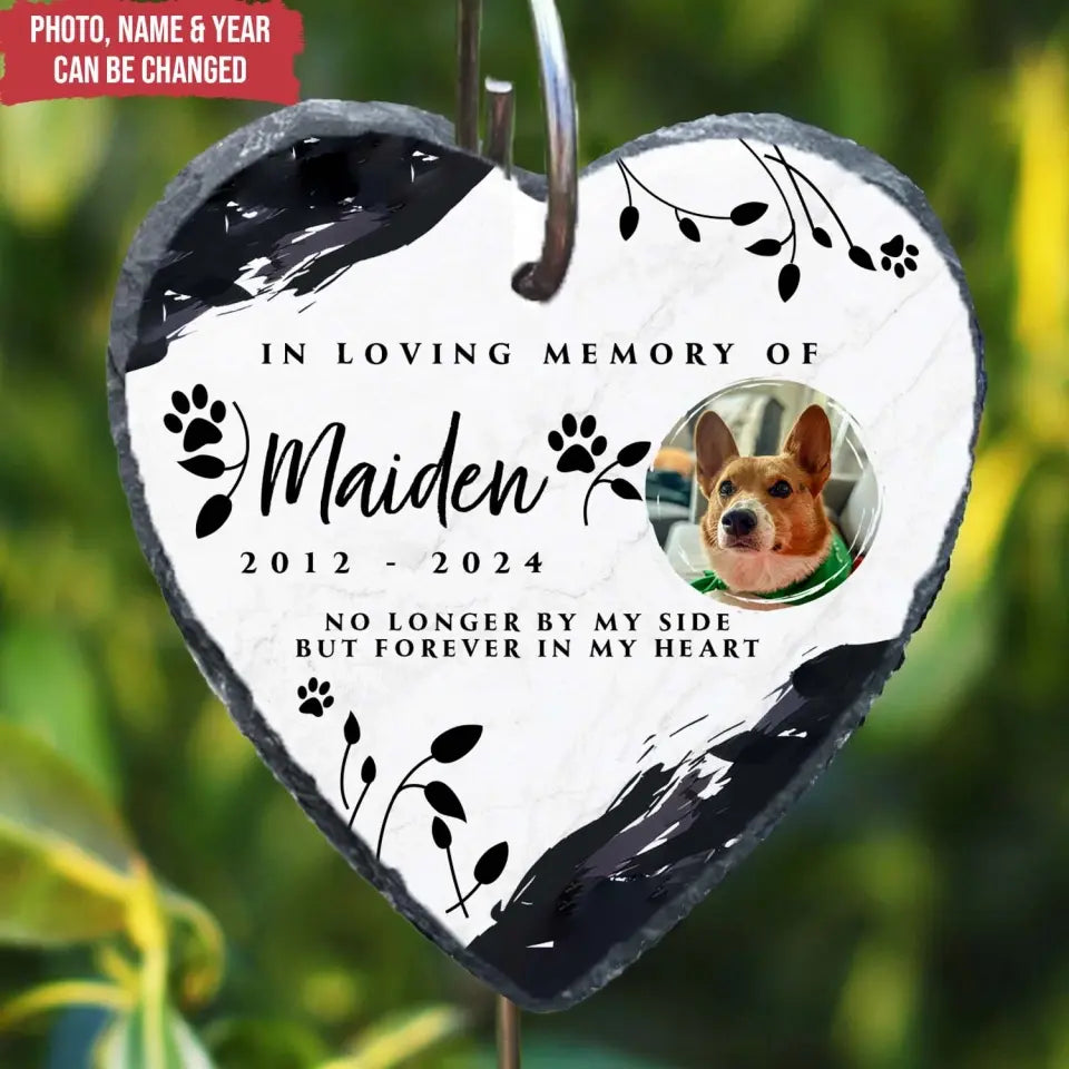 No Longer By My Side But Forever In Our Heart - Personalized Slate, Memorial Gift - CF-GS95