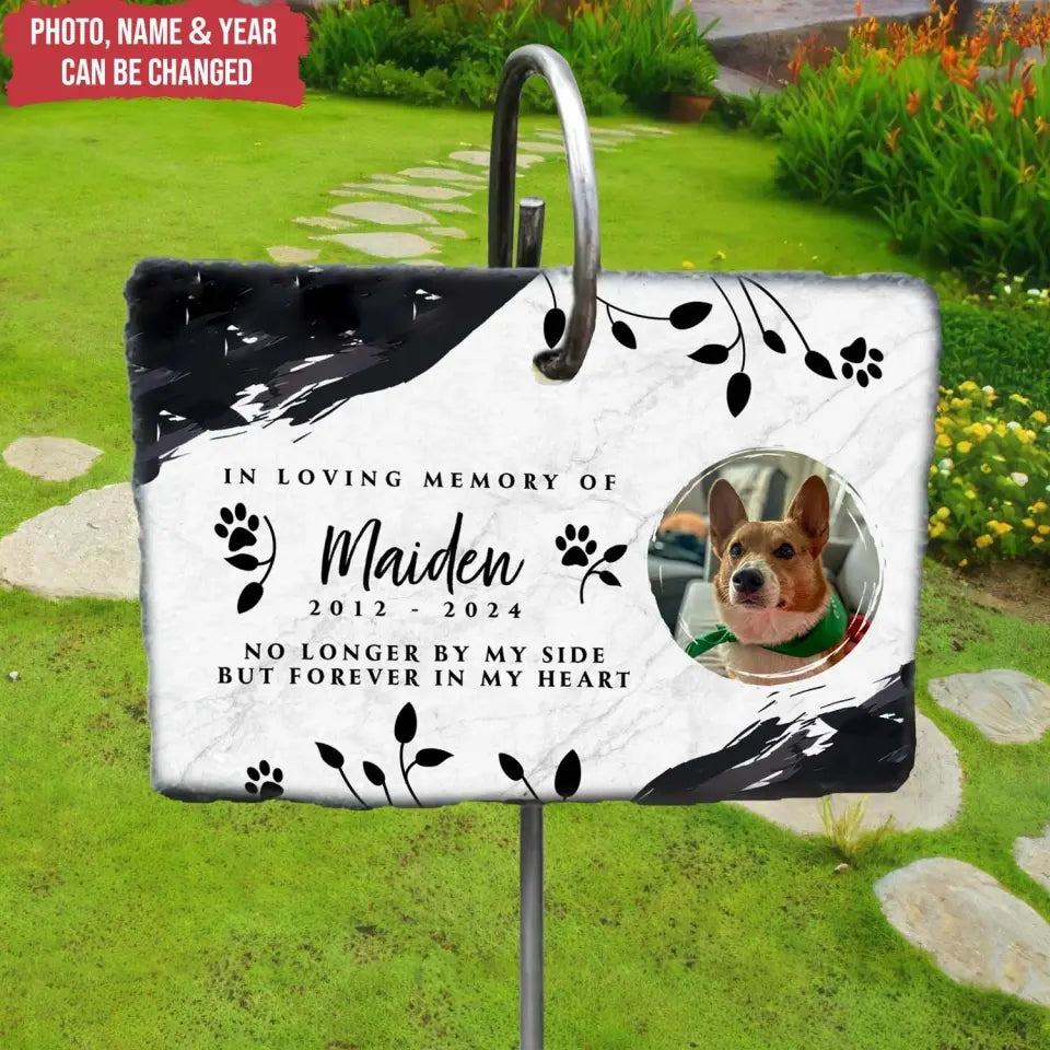 No Longer By My Side But Forever In Our Heart - Personalized Slate, Memorial Gift - CF-GS95
