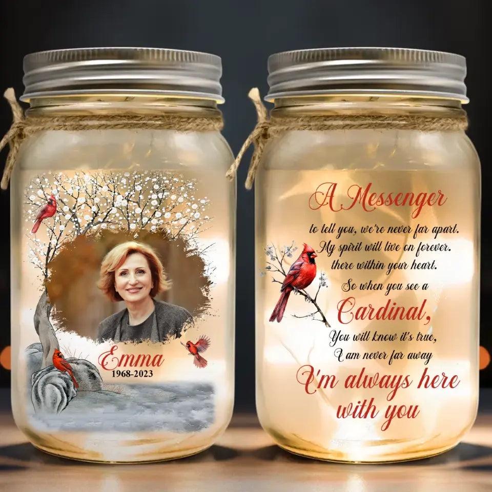 A Messenger To Tell You, We're Never Far Apart - Personalized Mason Jar Light - CF-MJL53