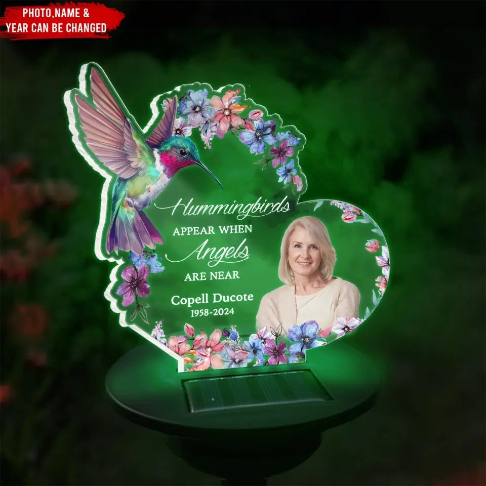 Hummingbirds Appear When Angels Are Near - Personalized Solar Light - CF-SL167