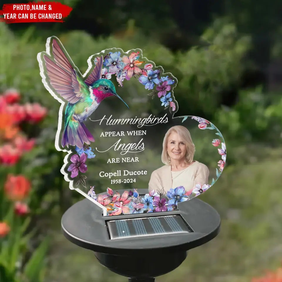 Hummingbirds Appear When Angels Are Near - Personalized Solar Light - CF-SL167